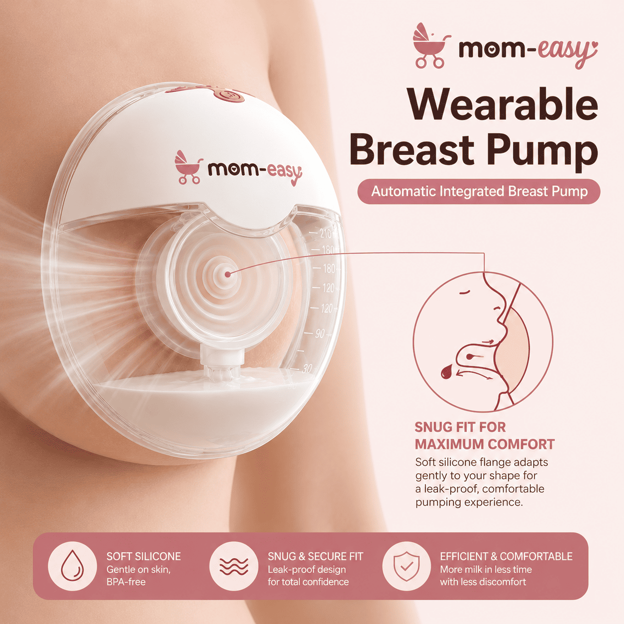 Mom-Easy™ Smart Wearable Breast Pump — 4 Modes & 36 Levels